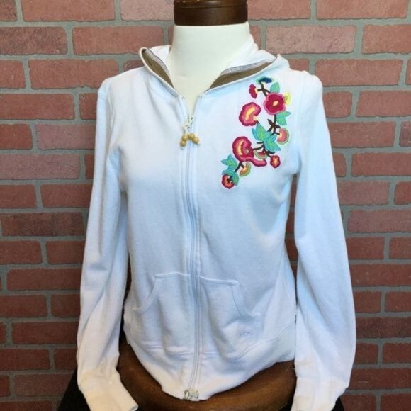 Oleg Cassini Women’s Hooded Jacket Size Small Zip Up Hoodie Embroidered - Picture 1 of 8